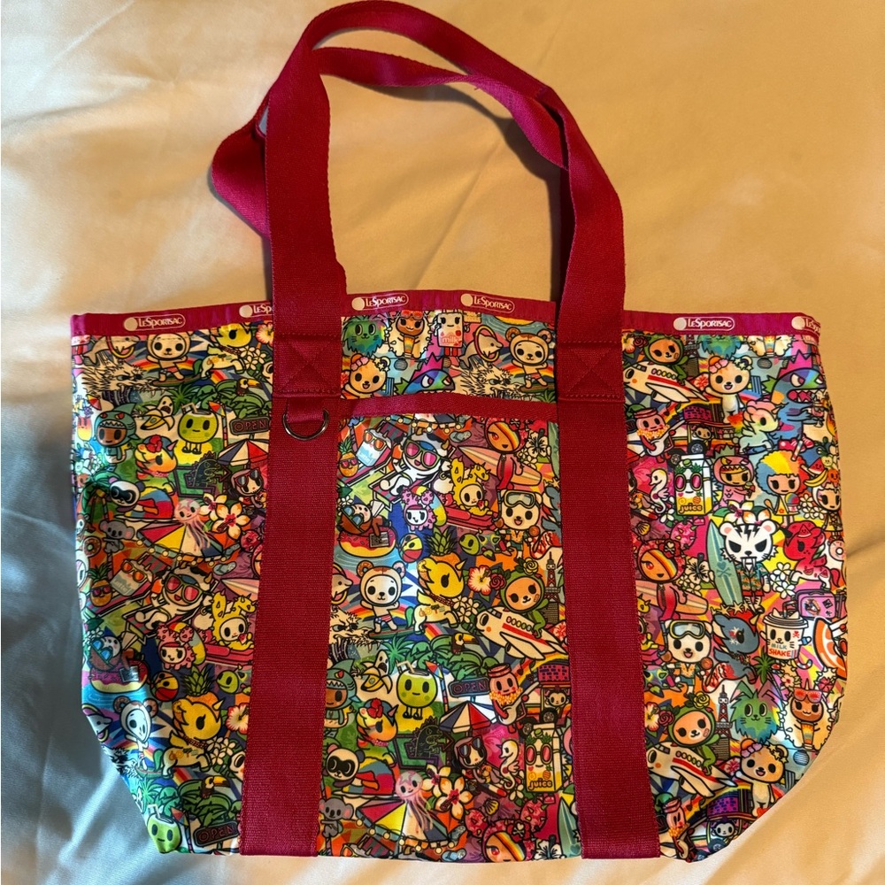Tokidoki Red Cartoon-Style Tote Bag